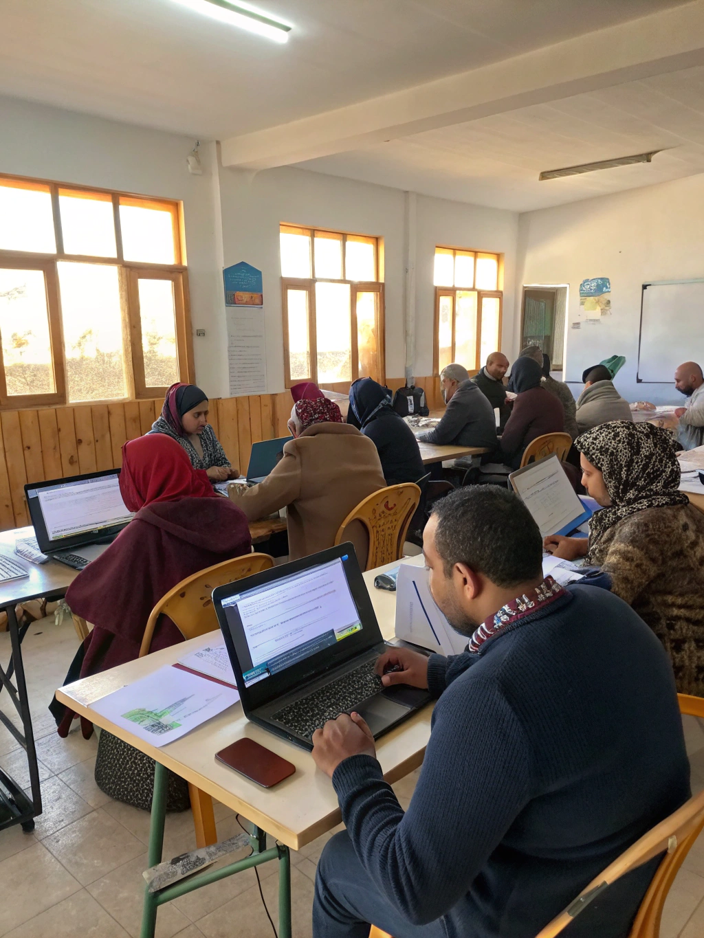 Young people participating in a vocational training workshop